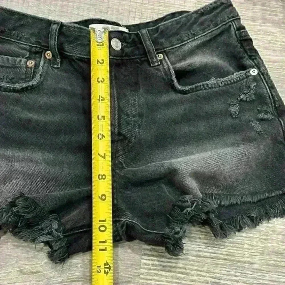 WE THE FREE People Black Button Fly Cut Off Distressed Denim Shorts Size 27 EUC - Picture 9 of 12